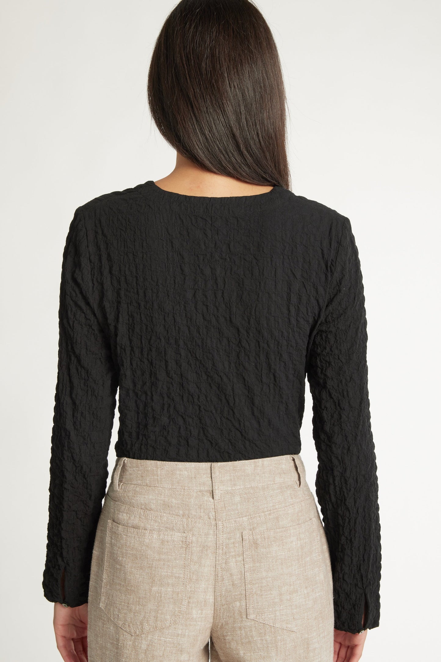 The Textured V Neck Top
