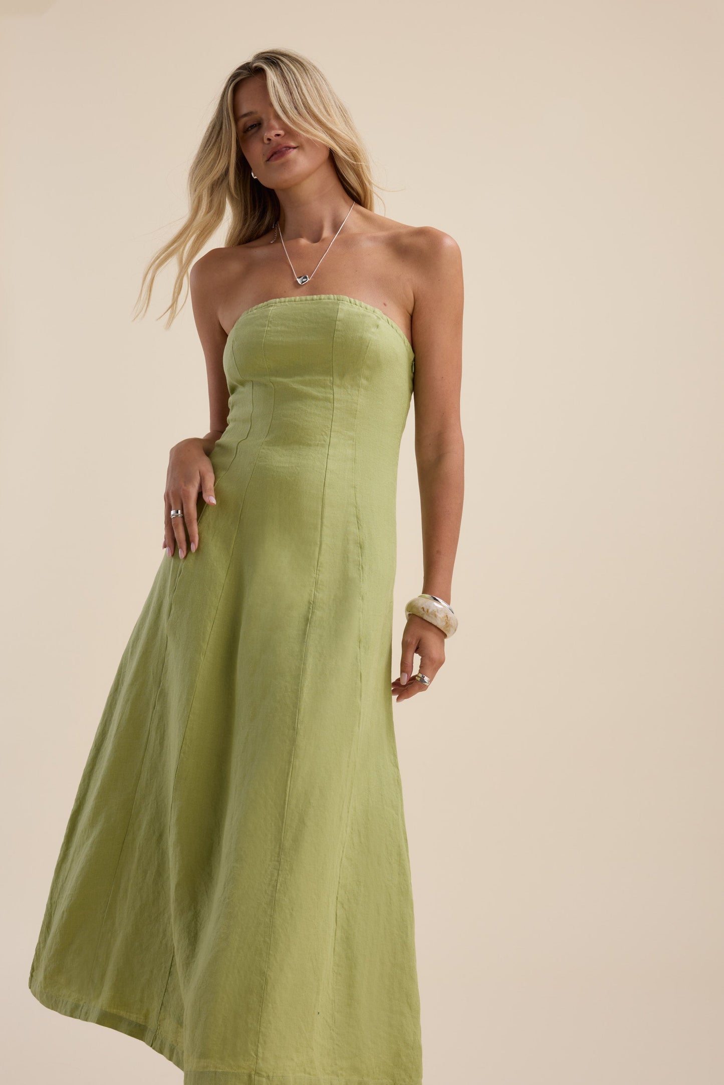 The Linen Studio Strapless Dress
