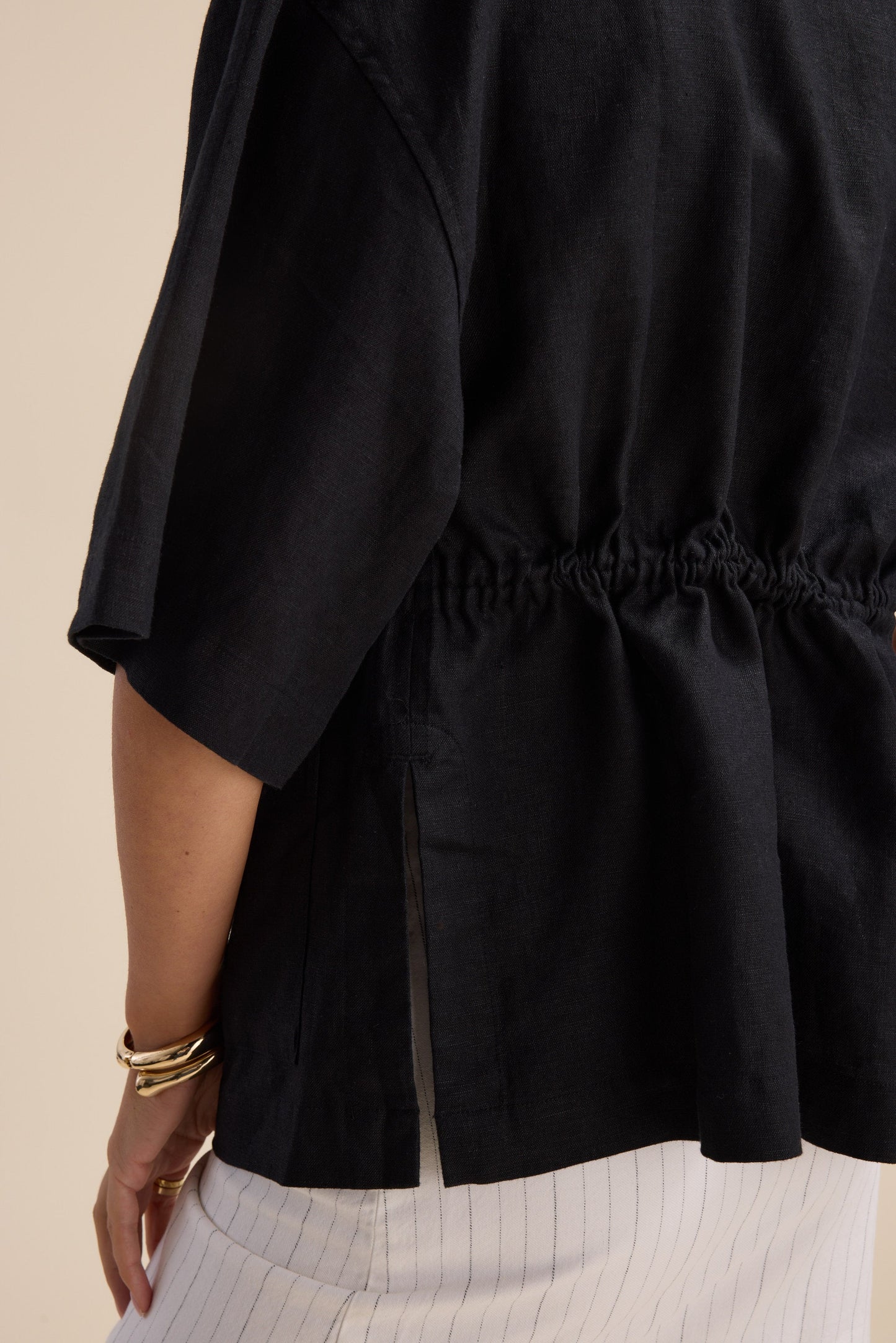 The Linen Studio Gather Waist Jacket