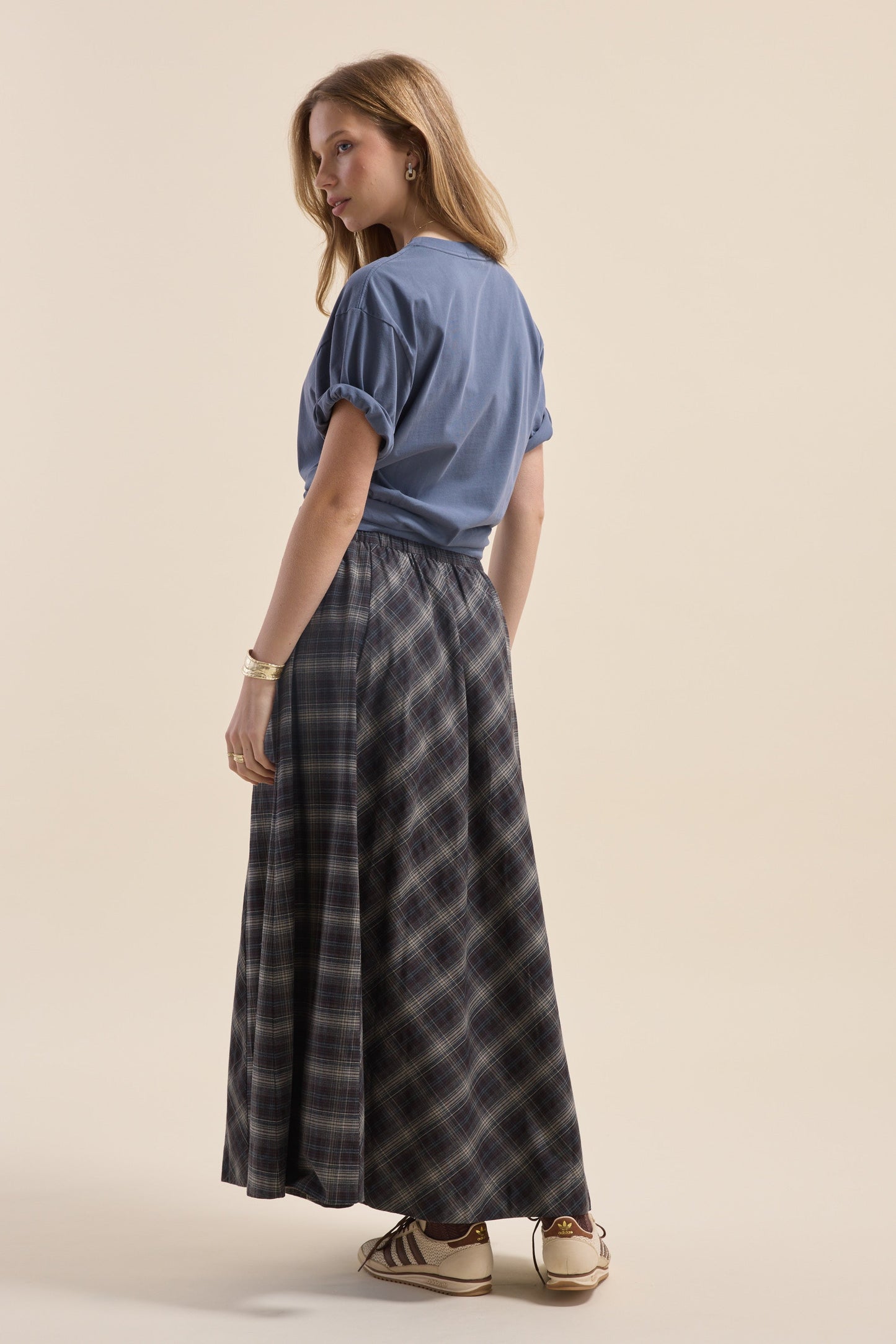 Elementary Check Midi Skirt