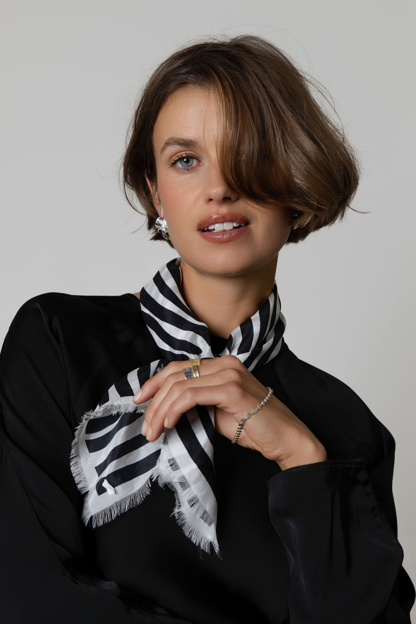 Mable Frayed Edge Silk Scarf
