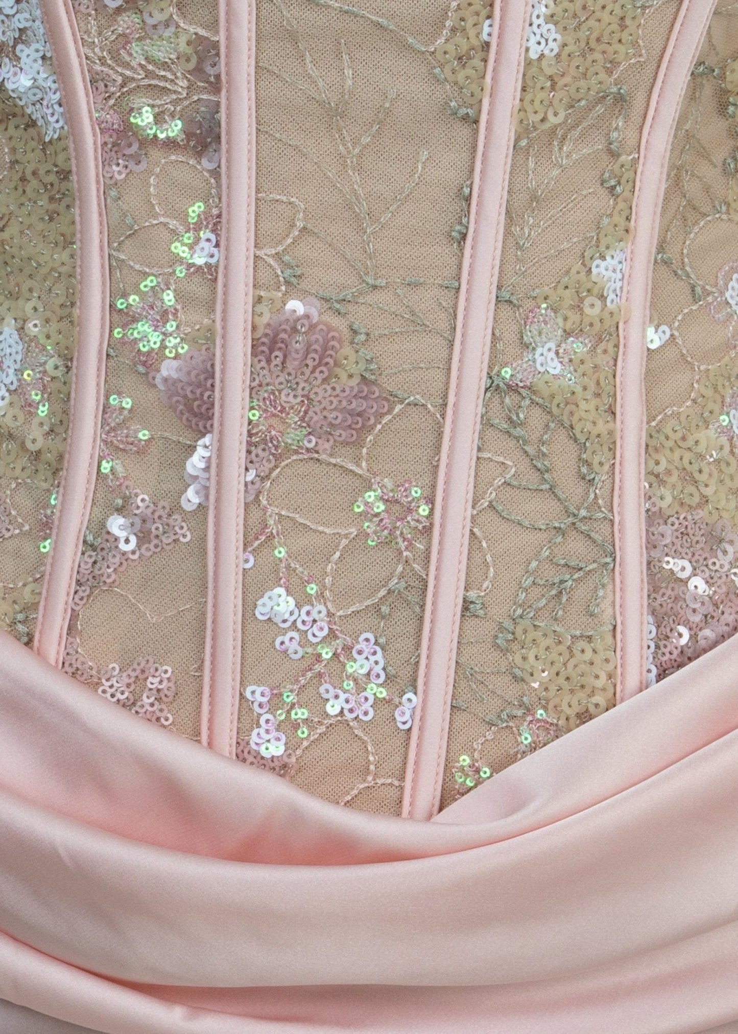 Love Blossoms Embellished Corset Gown - Pink