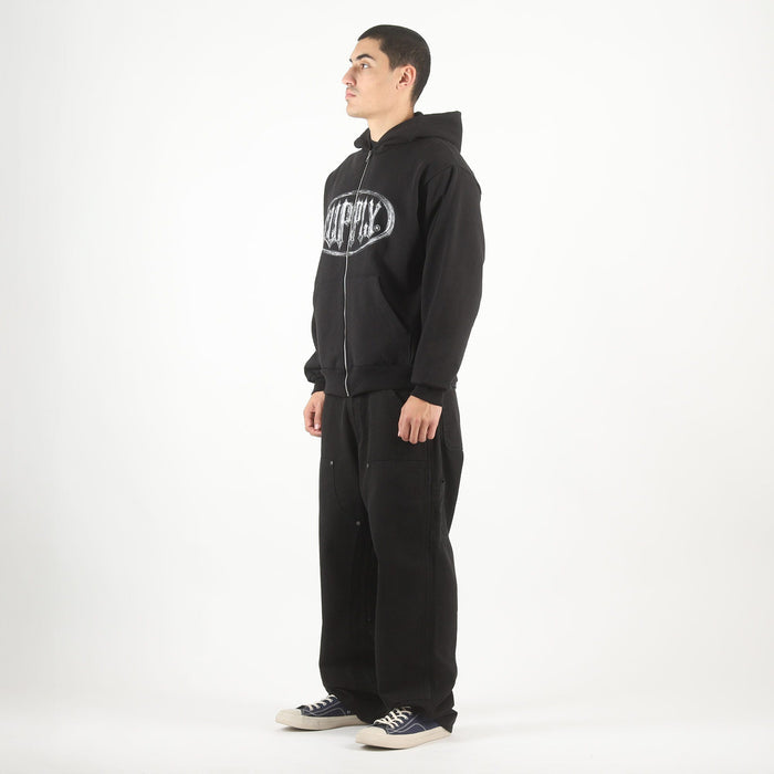 Chrome Zip Hooded Sweater - Black