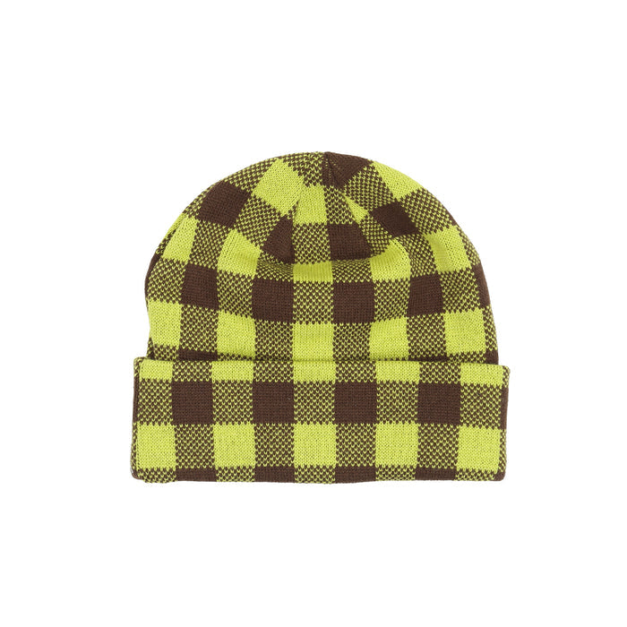 Gingham Check Beanie - Lime