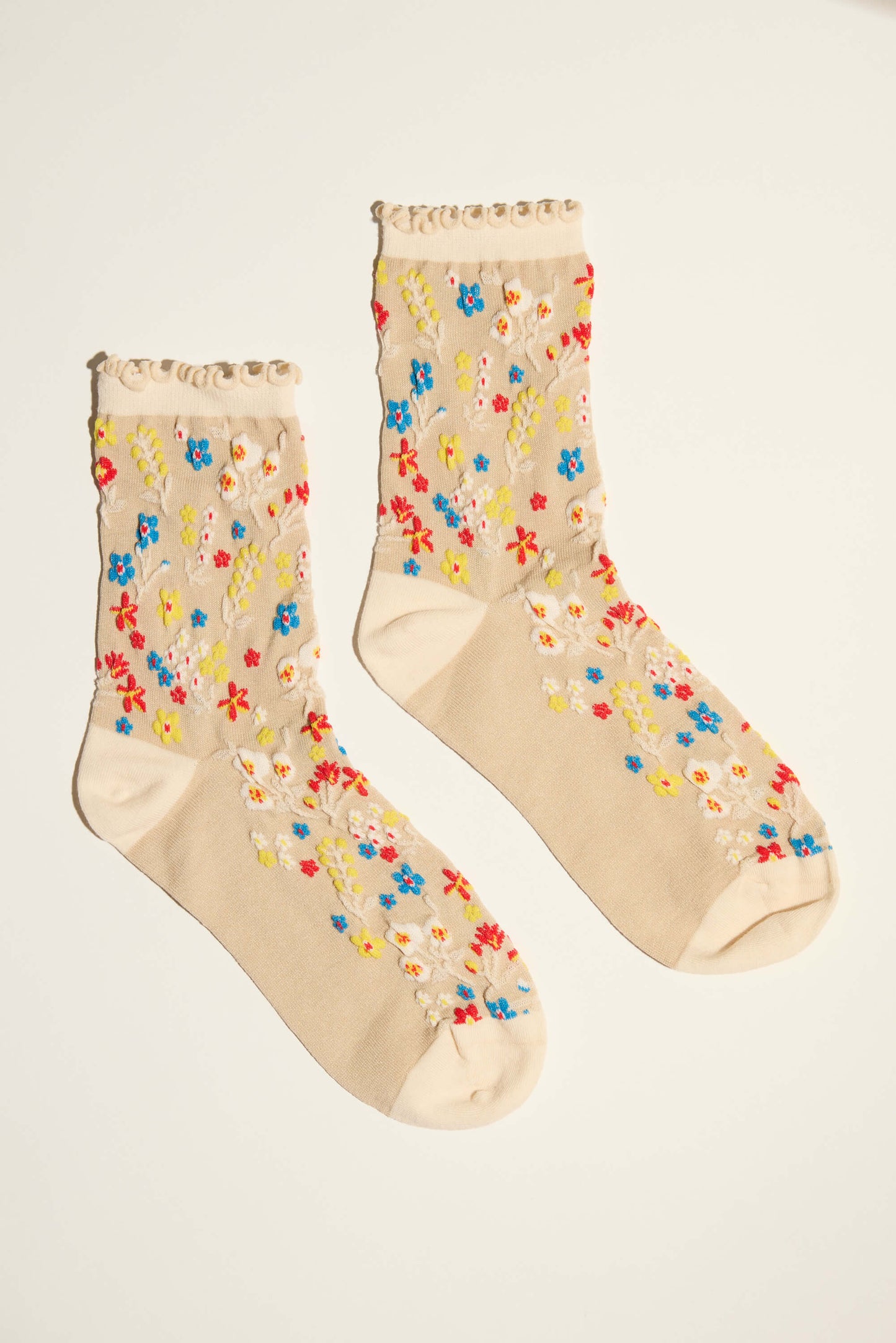 Courtney Textured Floral Crew Socks