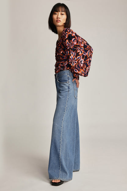 Violet Cropped Gather Detail Top