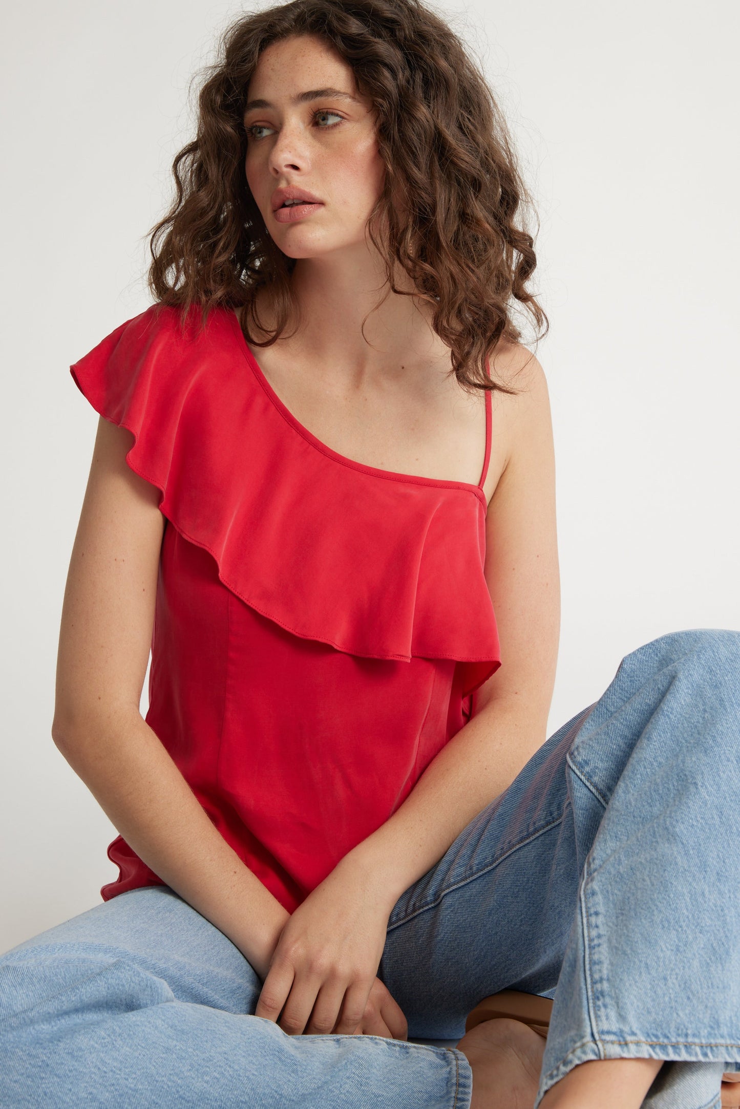 Molly Asymmetric Ruffle Top