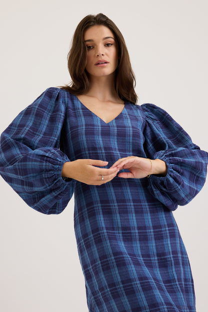Carla Linen Check Dress