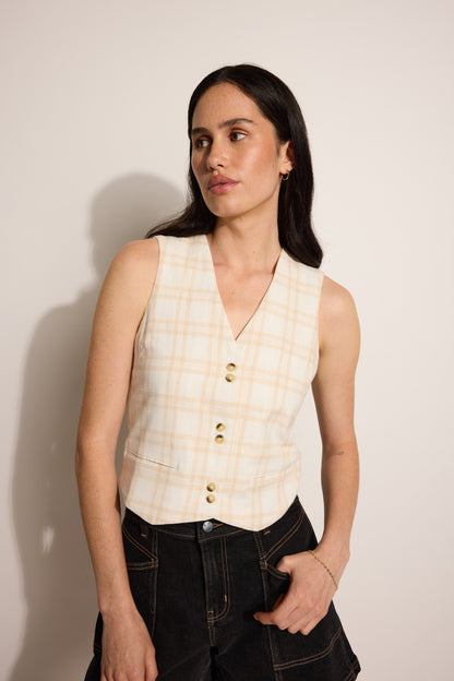 Coral Button Front Top