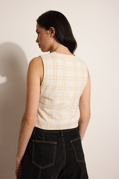 Coral Button Front Top