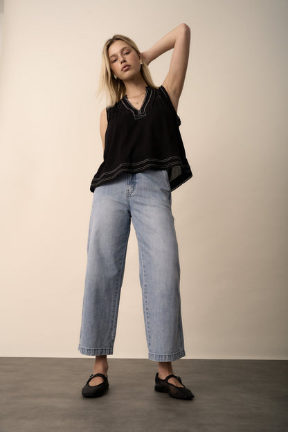 Wren Contrast Stitch Sleeveless Top