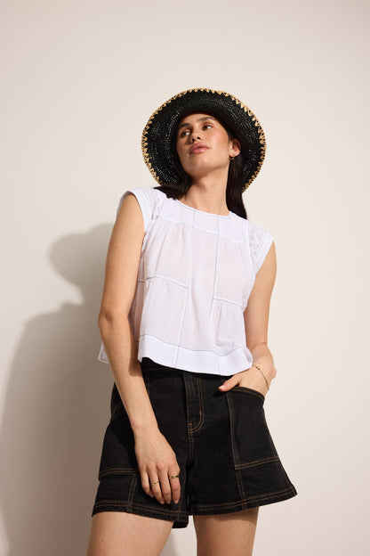 Elsie Stitch Detail Shell Top