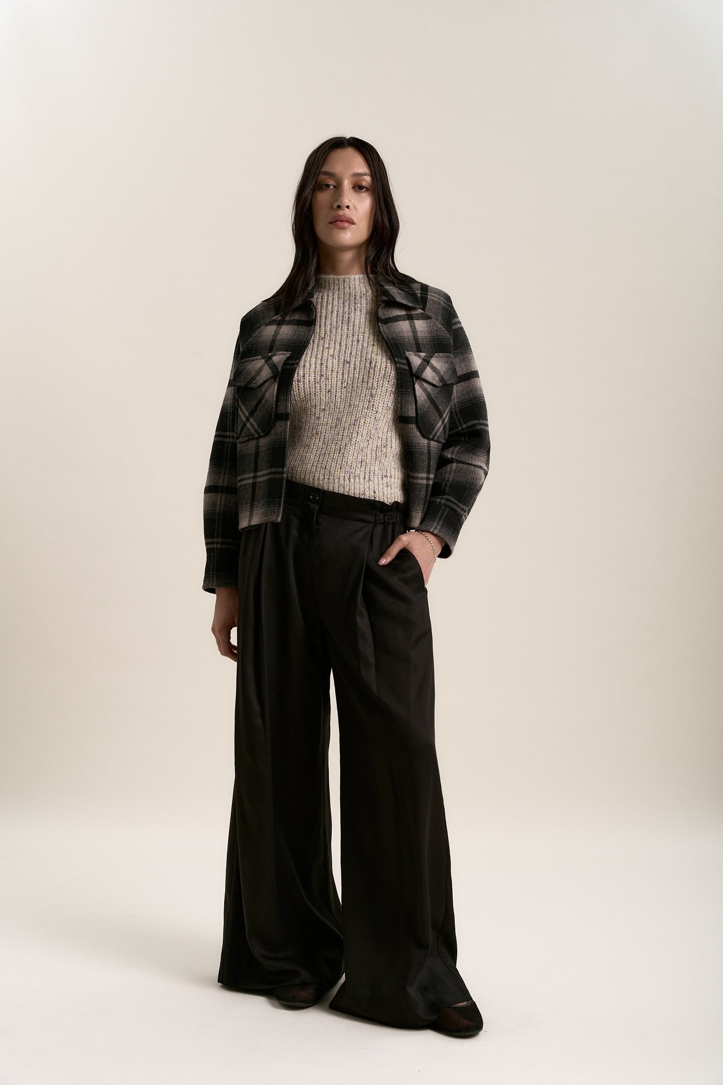 The Zip Front Wool Blend Cropped Coat