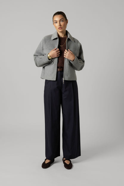 The Zip Front Wool Blend Cropped Coat