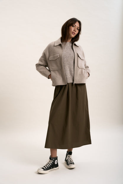 The Zip Front Wool Blend Cropped Coat