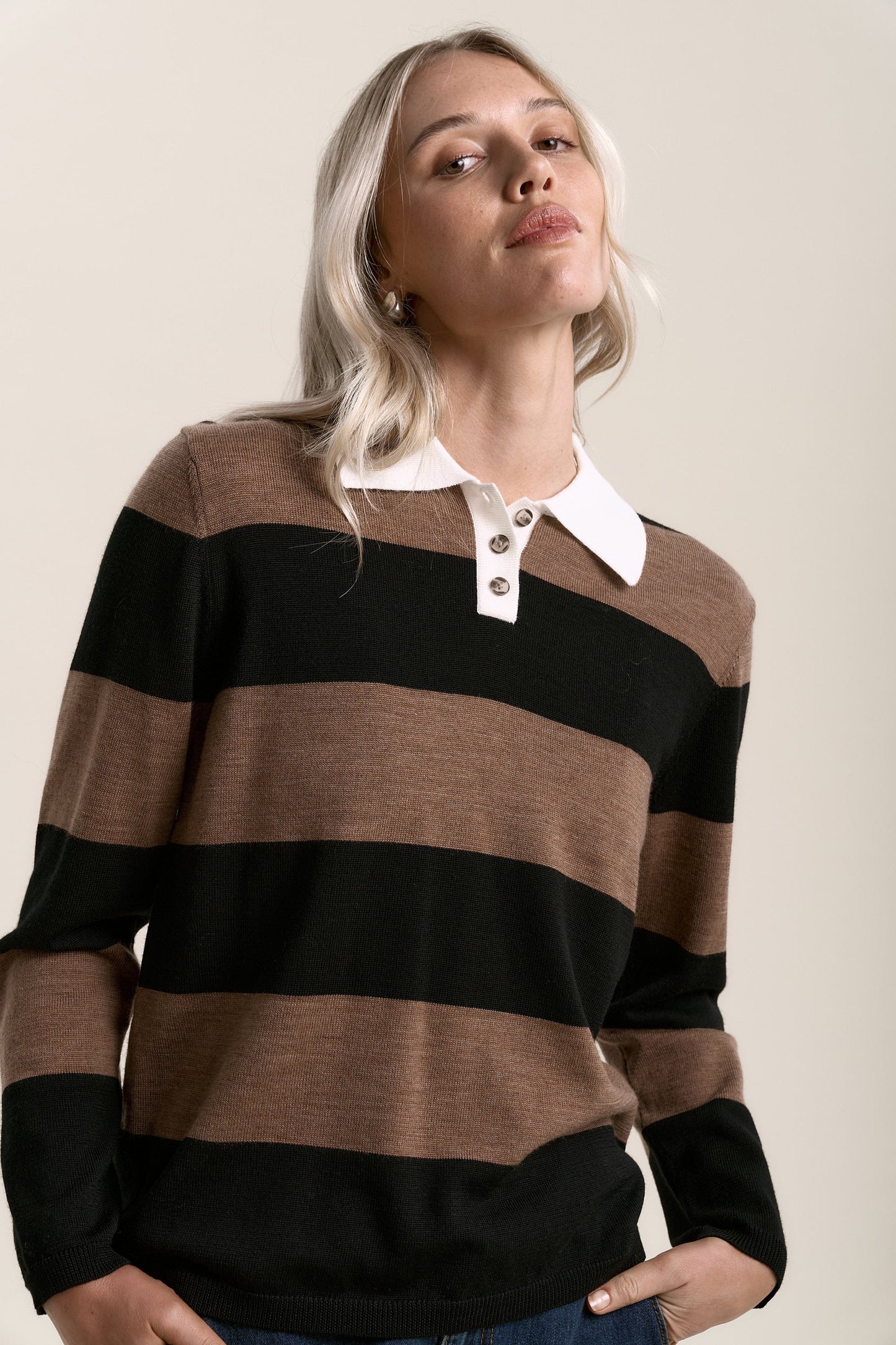 Cleo Merino Striped Polo