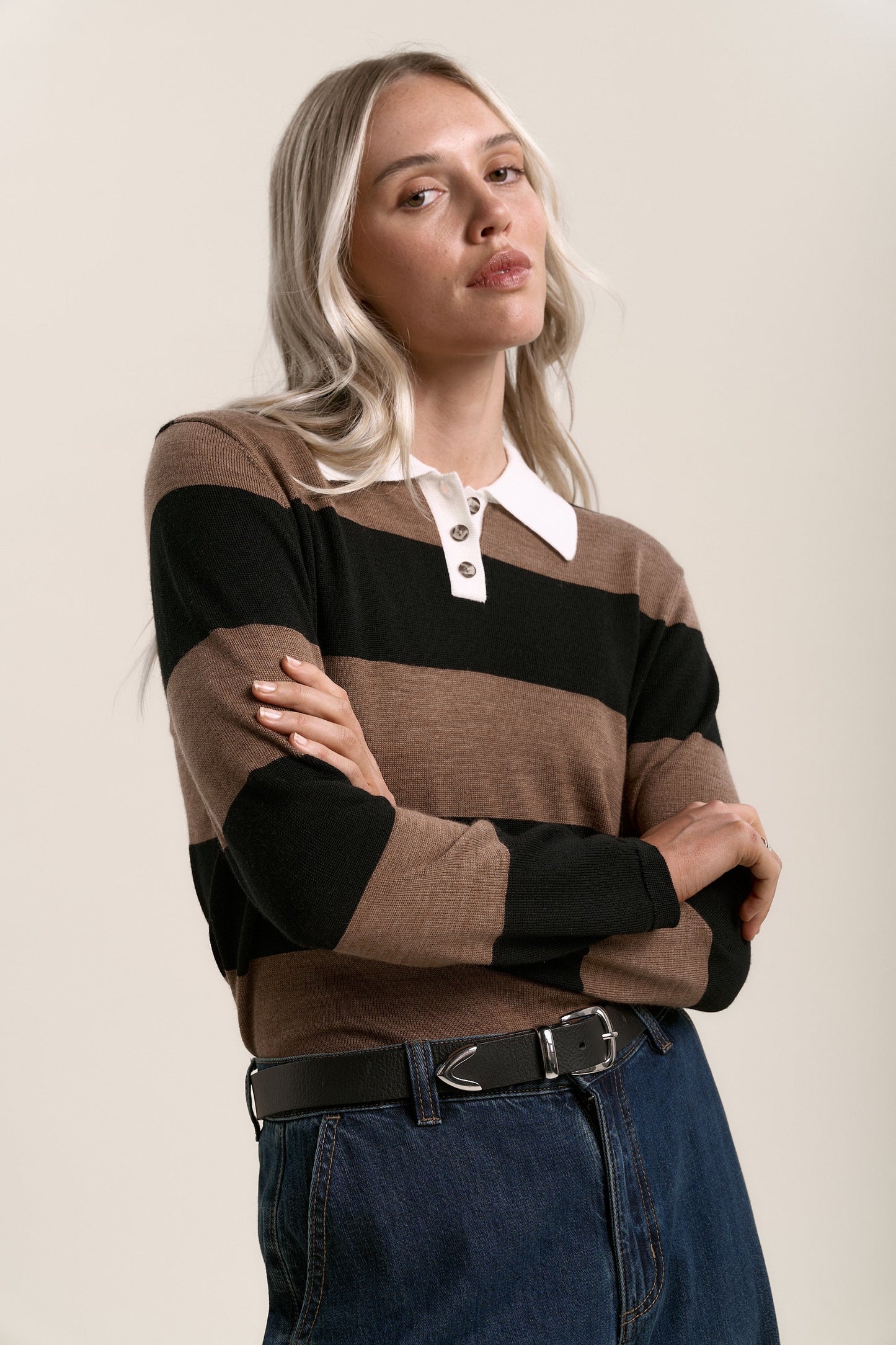 Cleo Merino Striped Polo