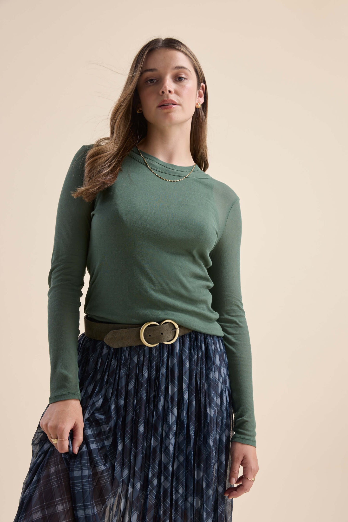 Olive Sheer Layering Tee Set