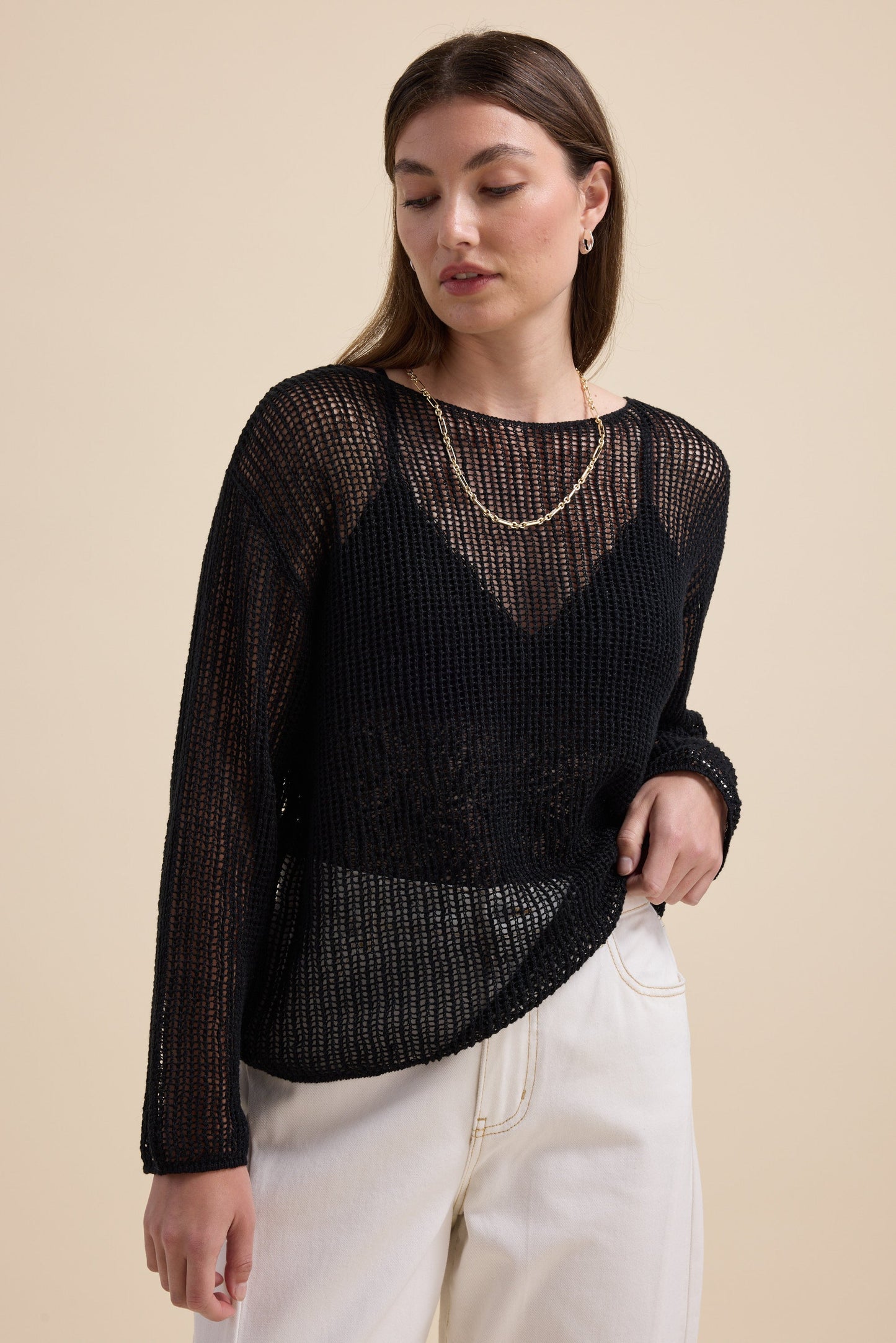 Elementary Linen Mesh Knit Sweater