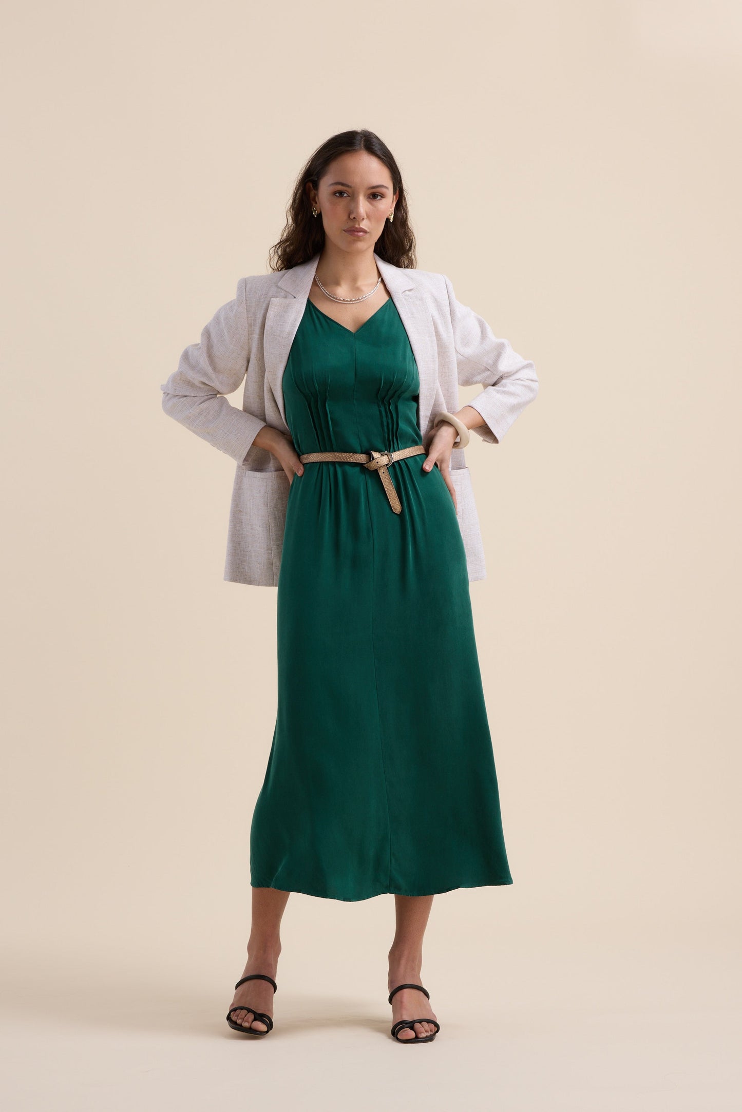 Cara Pleat Detail Dress