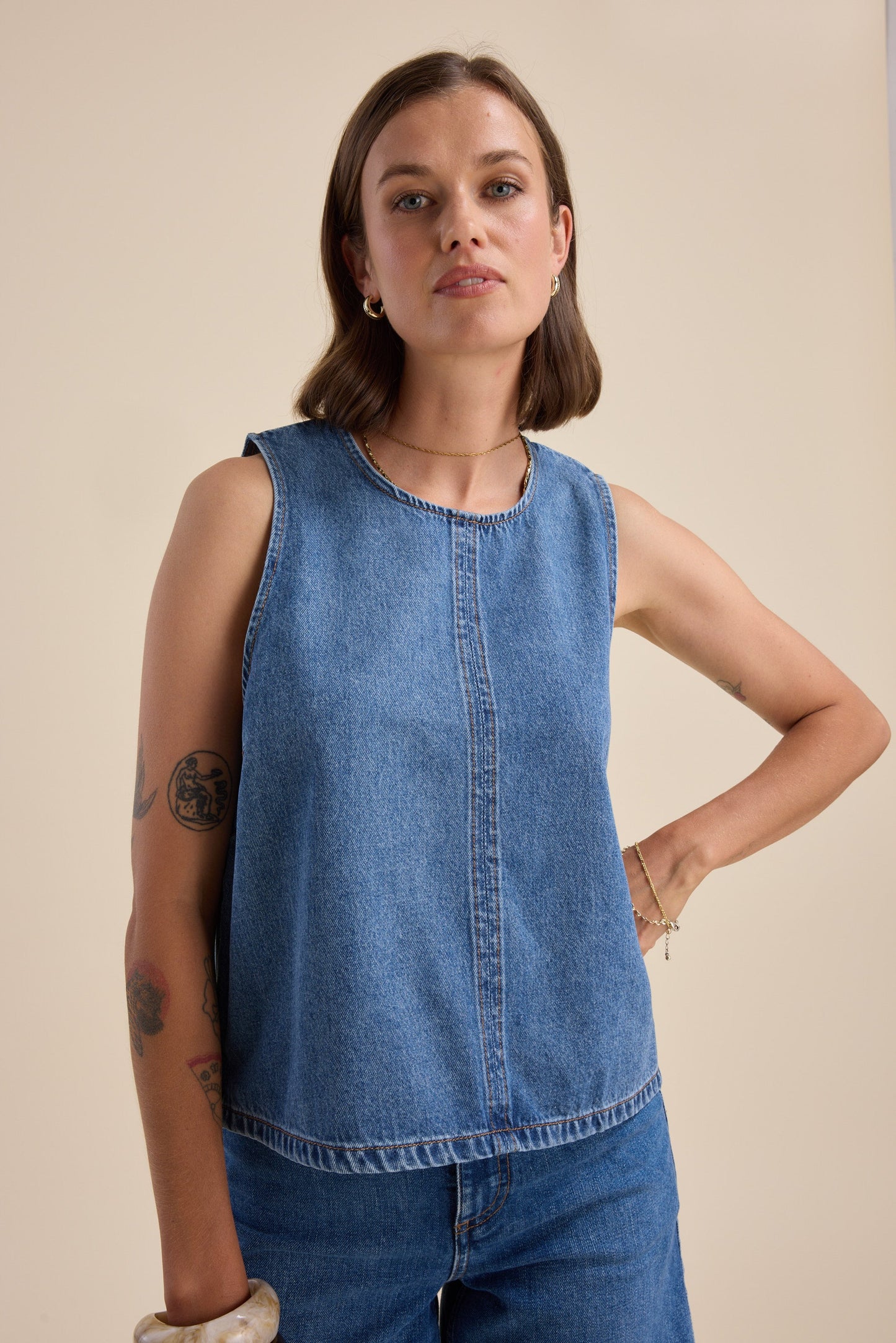 Elodie Sleeveless Denim Top