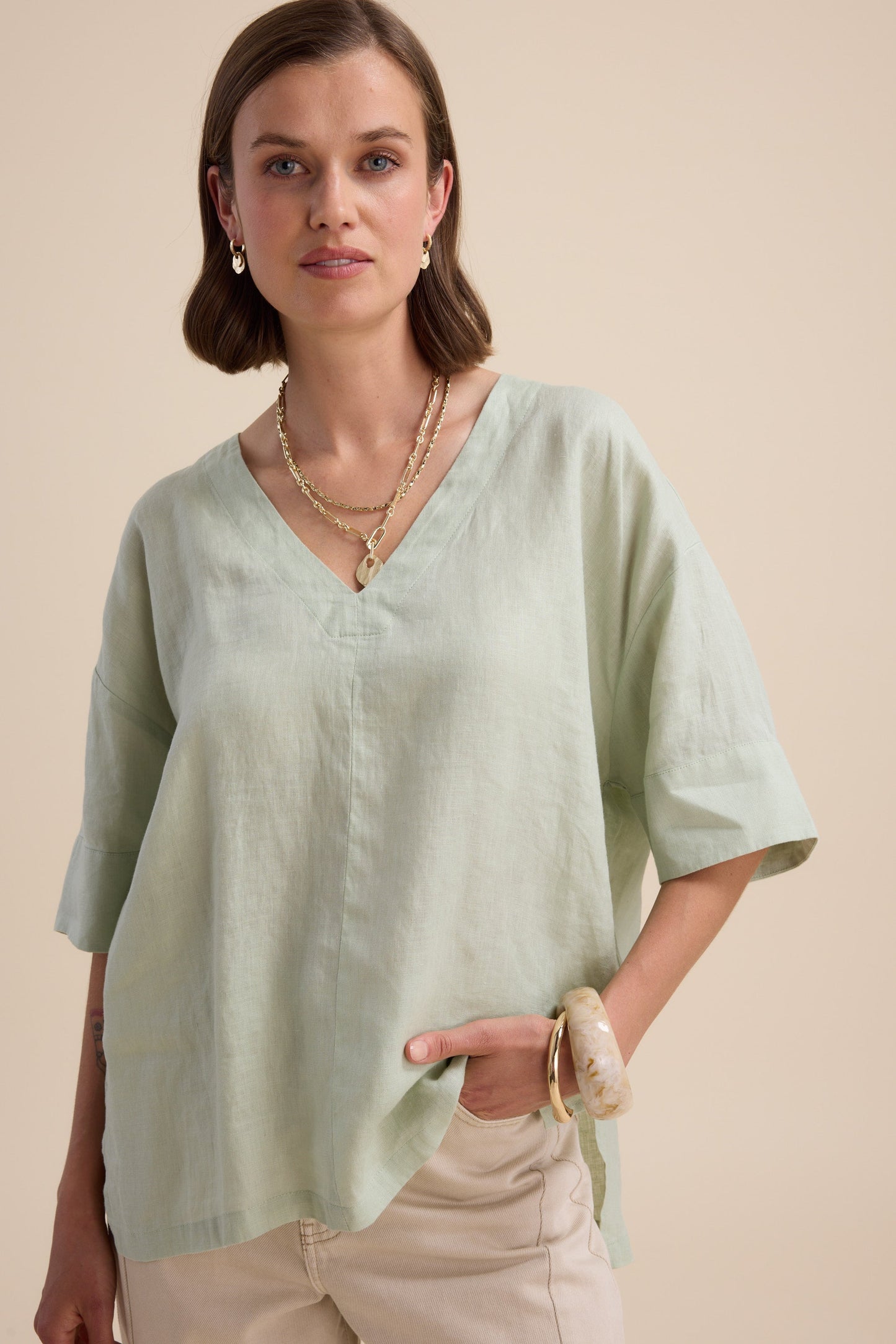 Elementary Oversized V Neck Top