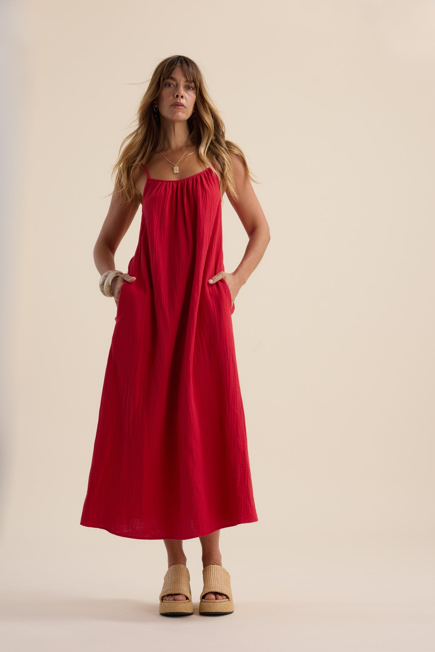 Elementary Textured Strappy Maxi Dress