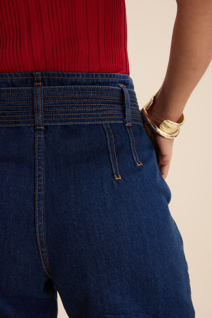 Anya Belted Denim Short