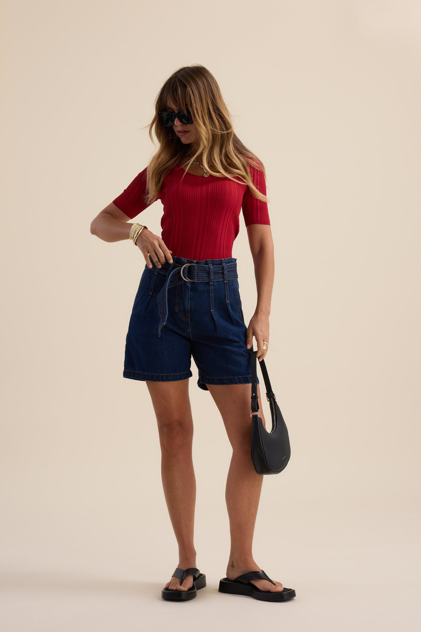 Anya Belted Denim Short