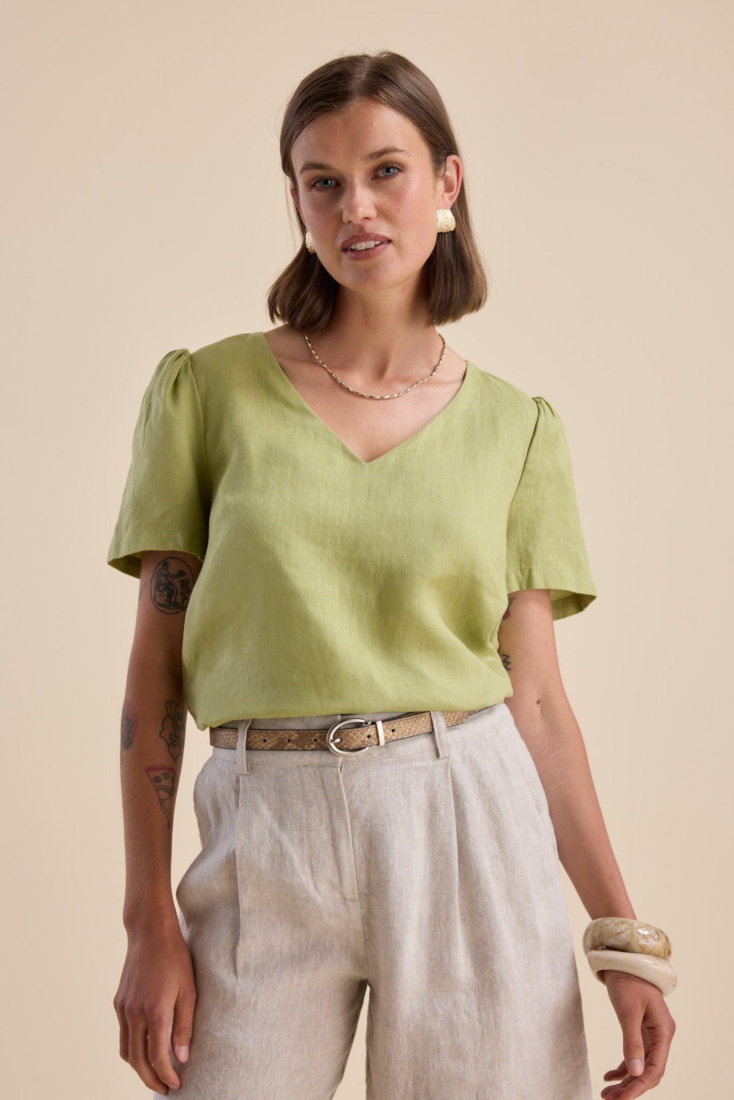 The Linen Studio V Neck Top