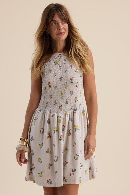 The Linen Studio Shirred Drop Waist Dress