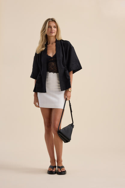 The Linen Studio Gather Waist Jacket