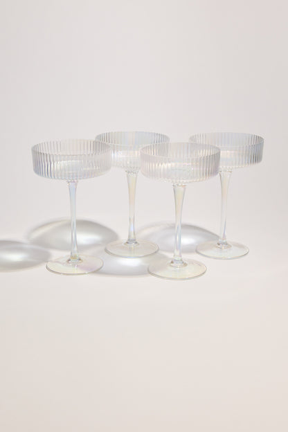 Homelab Iridescent Ribbed Cocktail Glass Set