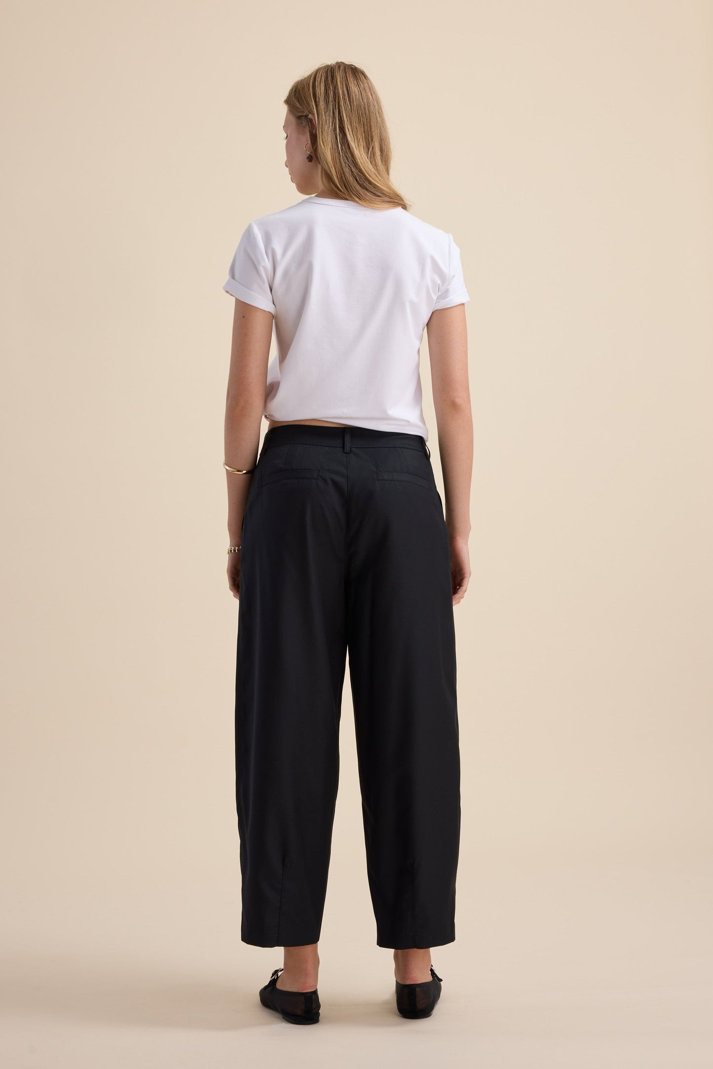 The Wool Blend Barrel Leg Pants