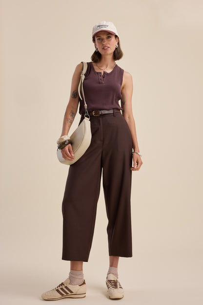 The Wool Blend Barrel Leg Pants