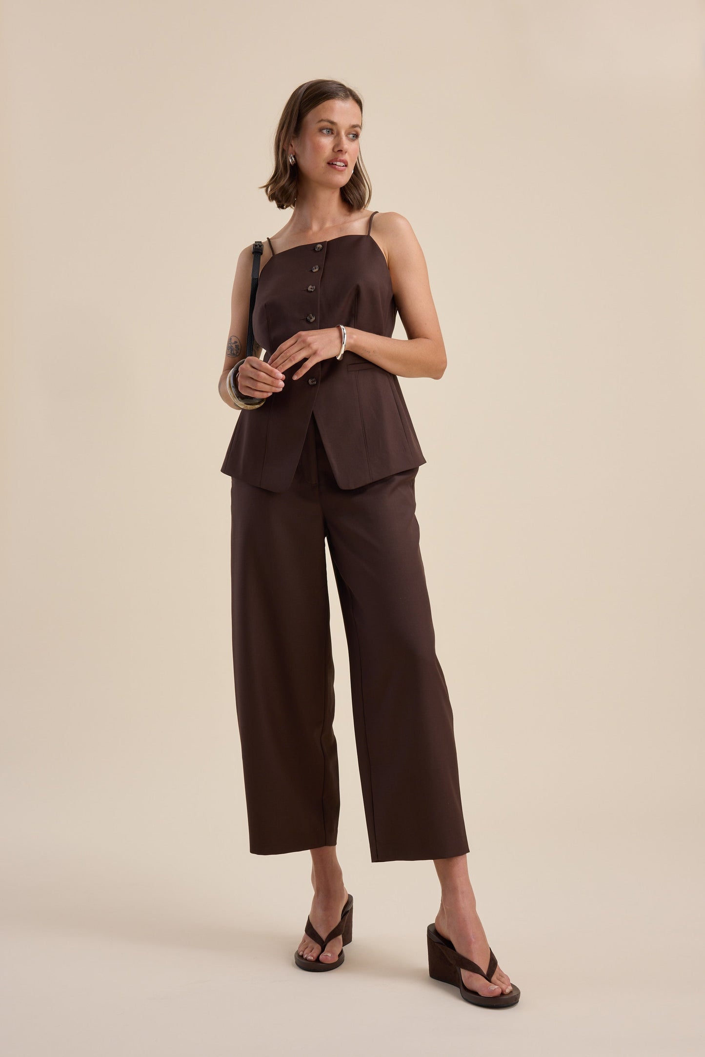 The Wool Blend Barrel Leg Pants