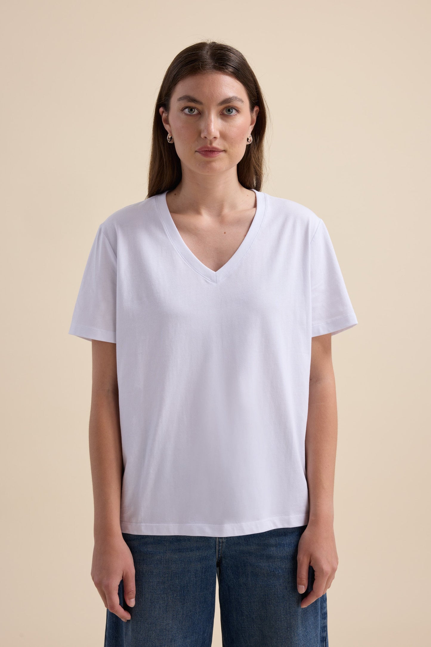 The Good Earth Cotton V Neck Tee
