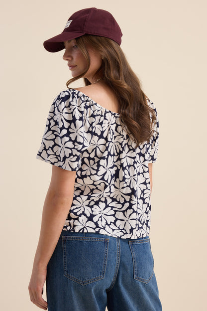 Elementary Tie Front Button Top