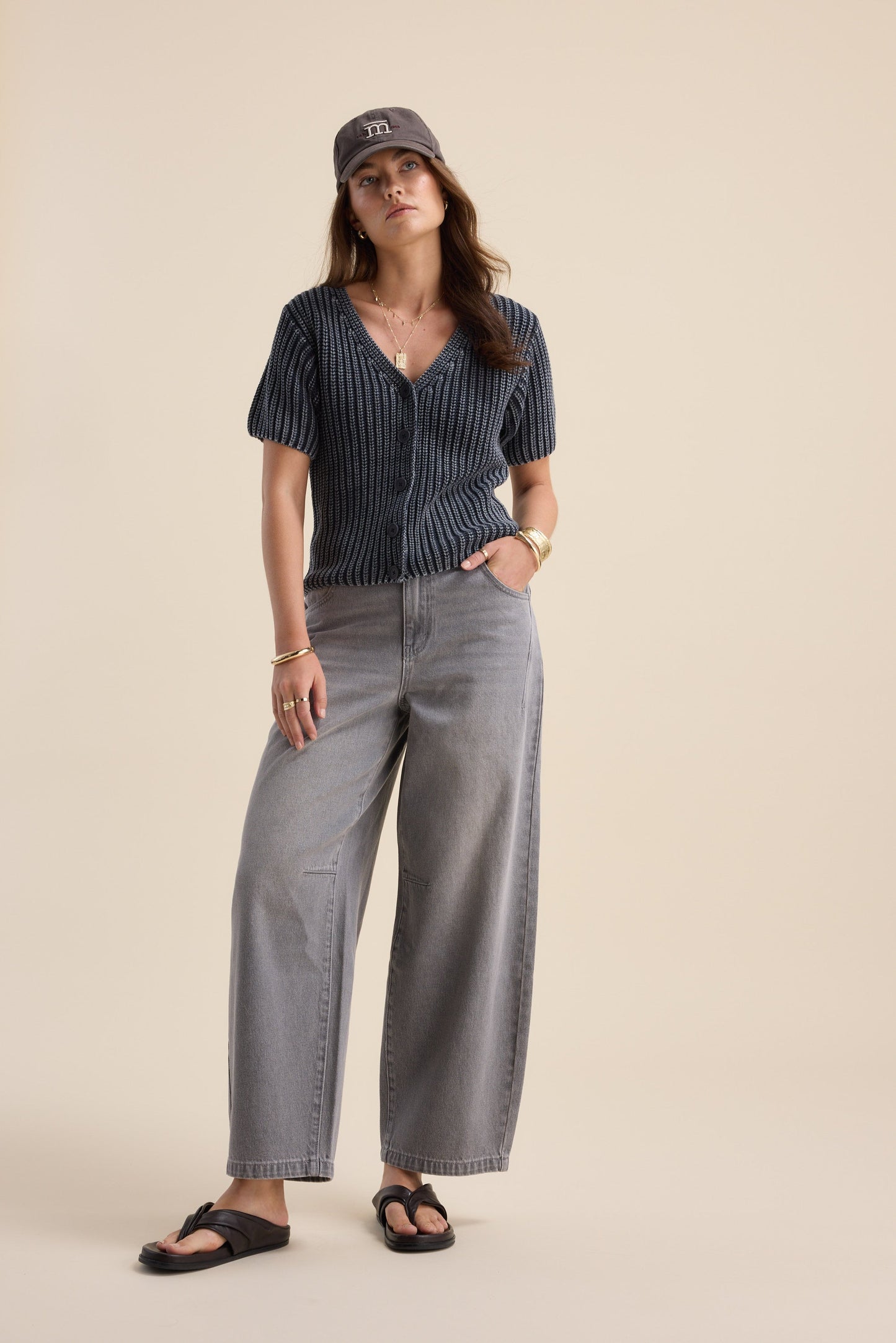 Elementary Chunky Knit Button Top