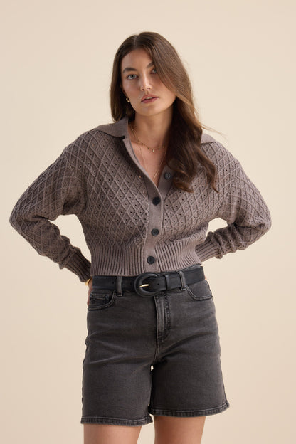 Elementary Knit Detail Cardigan