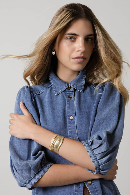 Ruby Denim Gather Sleeve Shirt