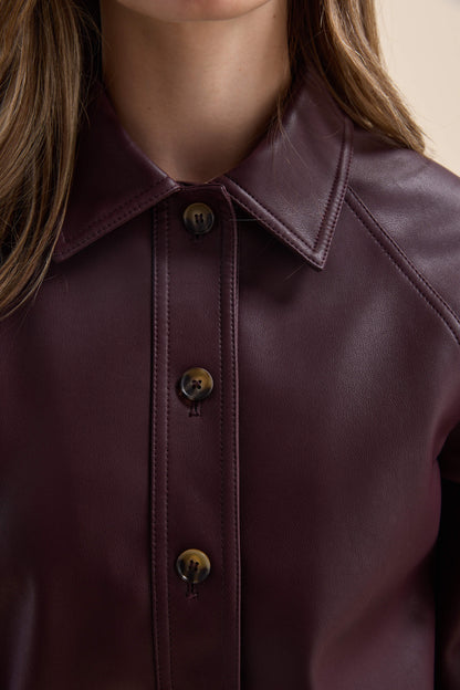Ember Faux Leather Bomber Jacket