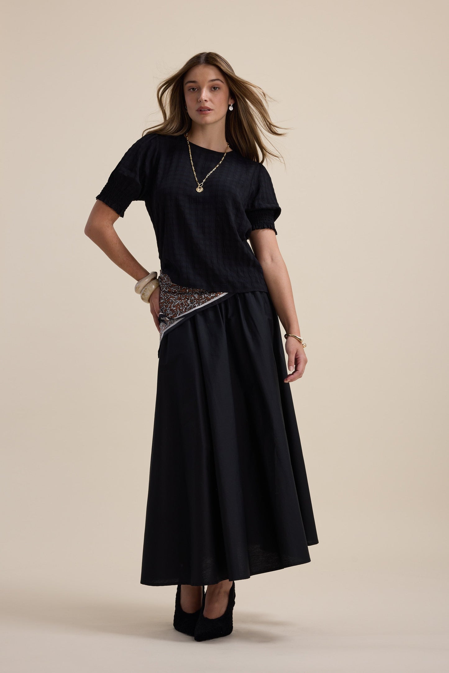 Leila Shirred Sleeve Top