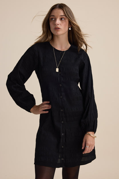 Tessa Textured Button Front Dress