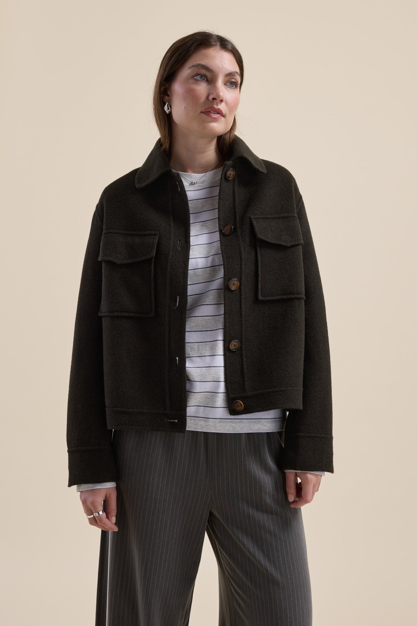 Kaia Wool Blend Cropped Coat