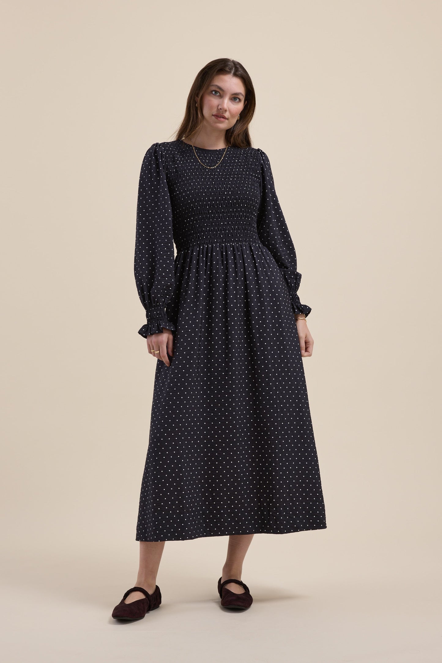 Brooke Shirred Long Sleeve Dress
