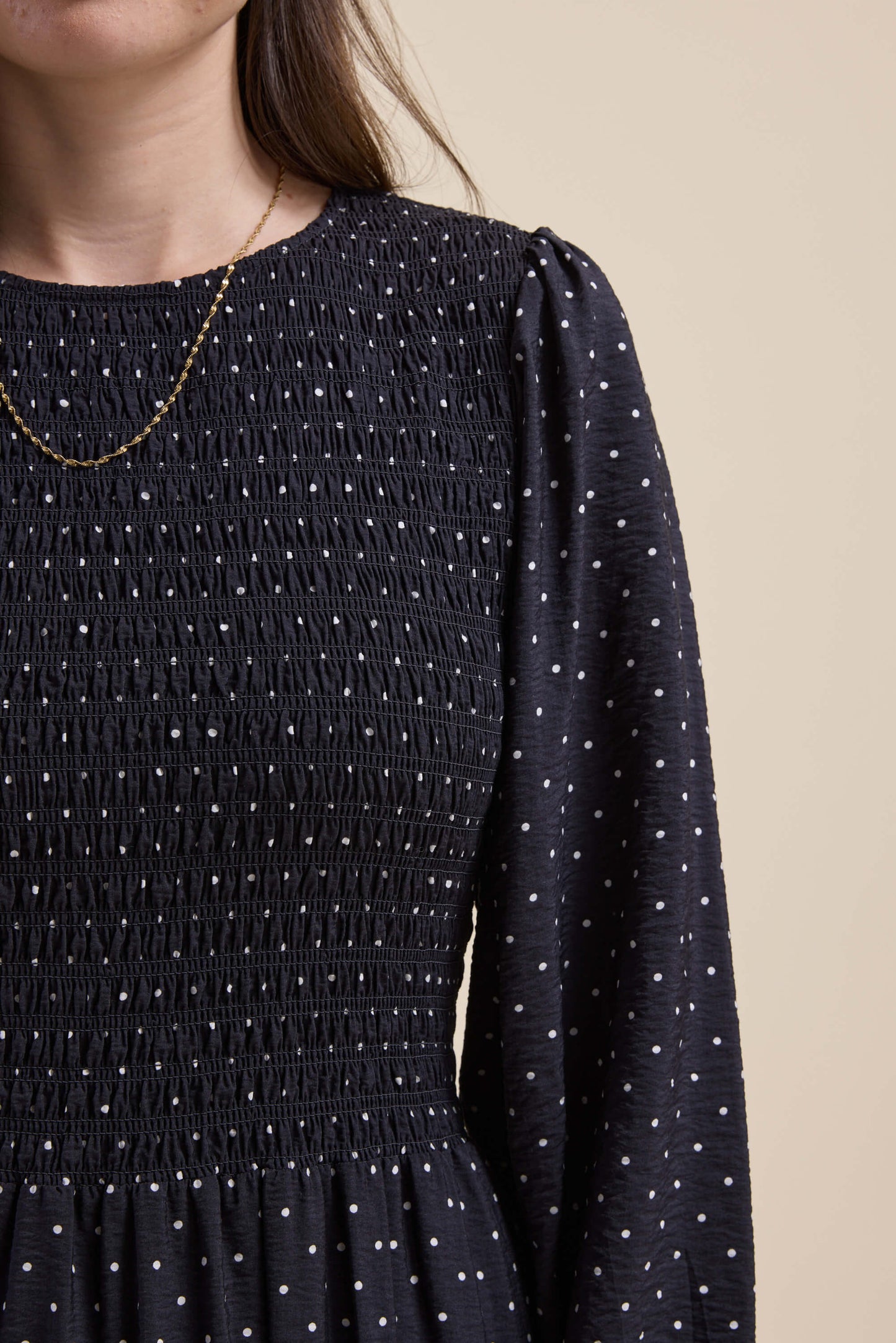 Brooke Shirred Long Sleeve Dress
