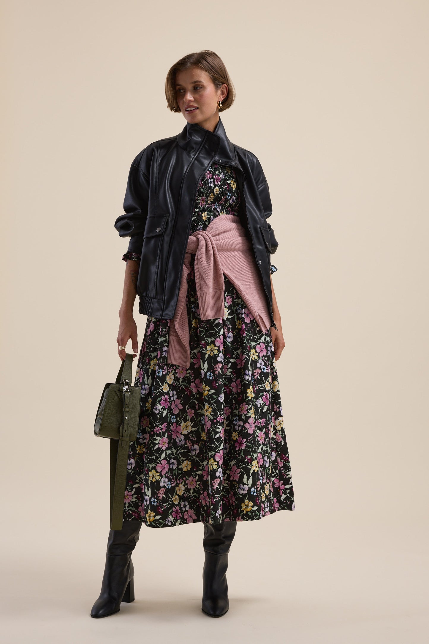 Brooke Shirred Long Sleeve Dress