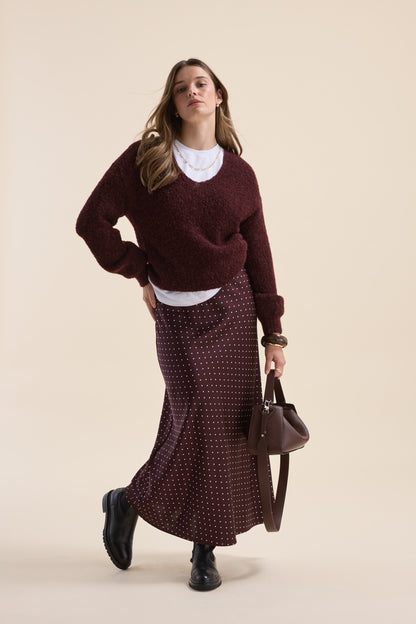 Violet Textured V Neck Sweater