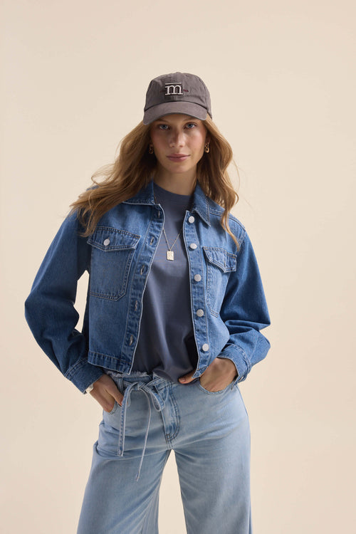 Elementary Long Sleeve Cropped Denim Shirt